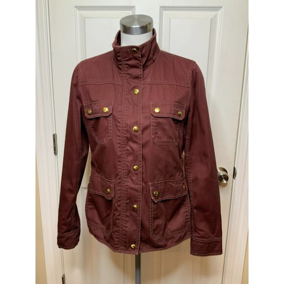 J. Crew Maroon Utility Zip-up Jacket W/ Pockets, Size Medium - Picture 1 of 9